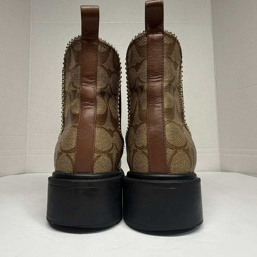Coach Levy Chelsea Boots Signature Canvas Khaki Black Lug Sole CC781 Sz 8B - Picture 4 of 6